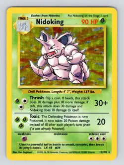 Nidoking 11/102 Holo Rare, Base Set Edition Pokemon Card 1999 WOTC PL** - Image 1