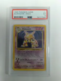 Graded PSA 5 1999 Pokemon Game - Alakazam - HOLO #1 - Image 1
