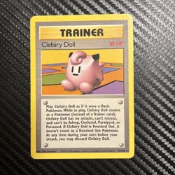 Pokemon TCG Clefairy Doll Base Set Rare Card 70/102 Trainer - Image 1