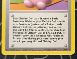Clefairy Doll 70/102 Base Set Rare Trainer Pokemon Vintage Wotc Lightly Played - Image 3