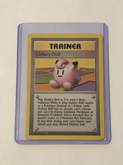 LP (Unlimited) Pokemon CLEFAIRY DOLL Card BASE Set 70/102 Non-Holo RARE Trainer - Image 1