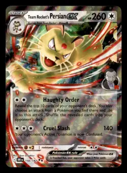 Team Rocket's Persian ex 150/182 Double Rare Destined Rivals Pokemon Near Mint - Image 1