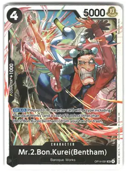 One Piece TCG Mr.2.Bon.Kurei (Bentham) Foil The Azure Sea's Seven #OP14-091 NM - Image 1