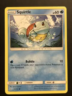 Squirtle 33/214 Sun & Moon Unbroken Bonds Common Pokemon TCG Card 2019 NM - Image 1