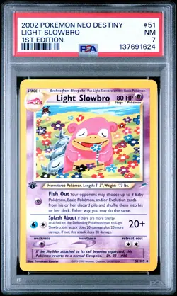 2002 POKEMON NEO DESTINY 1ST ED #51 LIGHT SLOWBRO PSA 7 - Image 1