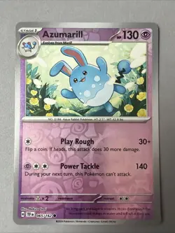 Pokemon TCG * SV Temporal Force * 65/162 Azumarill REVERSE HOLO Common FRESH PK - Image 1