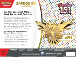 Zapdos EX Pokemon 151 TCG Scarlet & Violet Collection with 4 Booster Packs - Image 5