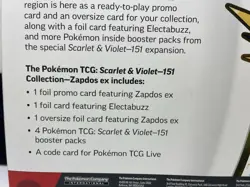 Pokemon TCG Scarlet & Violet 151 Zapdos Ex Collection |BRAND NEW - Image 3