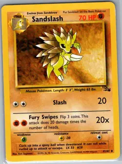 Sandslash 41/62 Non Holo Fossil - Pokemon Card - NM - Image 1