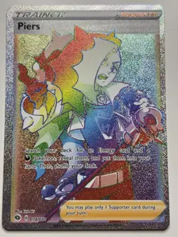 Piers NM RAINBOW Secret Champions Path 078/073 Pokemon TCG Holo - Image 1