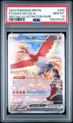 Pokemon TCG Ethan's Ho-Oh EX Card 230/182 Sir Destined Rivals PSA 10 - Image 1