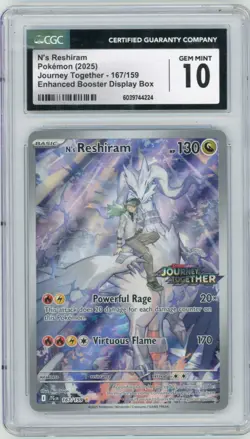 2025 Pokemon Sv09 N's Reshiram 167/159 Journey Together Enhanced Booster CGC 10 - Image 1