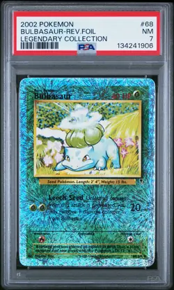 2002 POKEMON LEGENDARY COLLECTION #68 BULBASAUR-REVERSE FOIL PSA 7 - Image 1