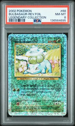 2002 POKEMON LEGENDARY COLLECTION #68 BULBASAUR-REVERSE FOIL PSA 8 - Image 1