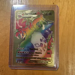 Charizard Vmax Rainbow Gold Foil Fan Art Vinyl Textured Collector Pokemon Card - Image 1