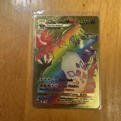 Charizard Vmax Rainbow Gold Foil Fan Art Vinyl Textured Collector Pokemon Card - Image 2