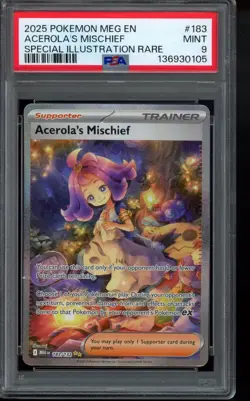 PSA 9 - 2025 Acerola's Mischief 183/132 Me01: Mega Evolution Holo Pokemon - Image 1