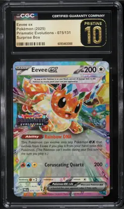 Eevee ex 2025 Prismatic Evolutions - Surprise Box Stamp - CGC PRISTINE 10 - Image 1