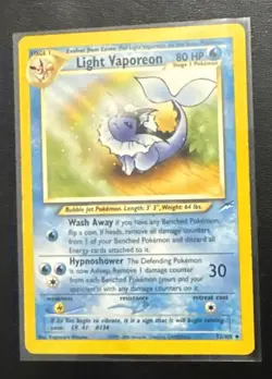Light Vaporeon 52/105 Neo Destiny Non Holo Rare Pokemon Card TCG WOTC LP - Image 1