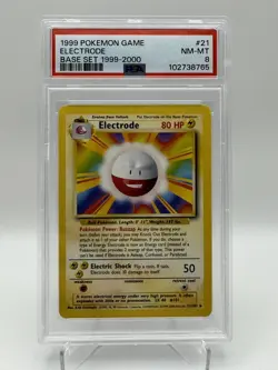 Electrode Base 21/102 4th Print 1999-2000 UK Version Pokemon Card PSA 8 - Image 1