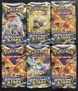 6 x Pokemon TCG Brilliant Stars Booster Pack New & Sealed - Image 1