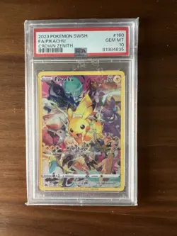 Pokemon Pikachu 160/159 Full Art Secret Rare Crown Zenith 2023 PSA 10 GEM MINT - Image 1
