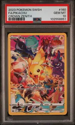 PIKACHU 160/159 FULL ART SECRET RARE CROWN ZENITH POKEMON PSA 10 GEM MINT - Image 1