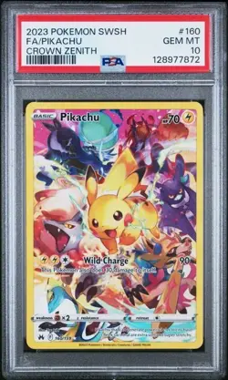 PIKACHU 160/159 FULL ART SECRET RARE CROWN ZENITH POKEMON PSA 10 GEM MINT - Image 1