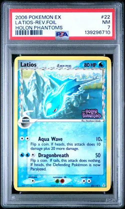 2006 POKEMON EX HOLON PHANTOMS #22 LATIOS-REVERSE FOIL PSA 7 - Image 1