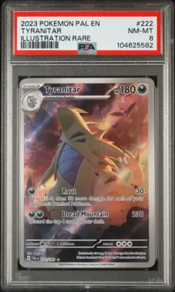 POKEMON TCG - TYRANITAR 222/193 PSA 8 PALDEA EVOLVED ILLUSTRATION RARE - Image 1