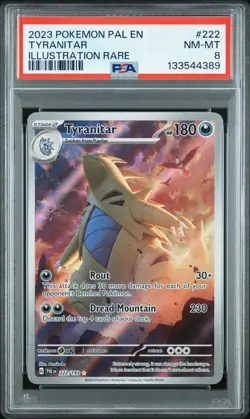 Tyranitar 222/193 Illustration Rare Pokemon Paldea Evolved PSA 8 - Image 1