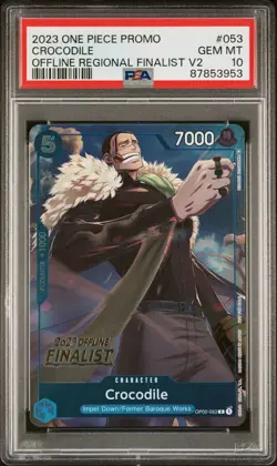 PSA 10 Crocodile OP02-053 Offline Regional Finalist Promo English One Piece Card - Image 1