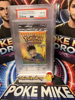 2000 Pokemon Gym Heroes Brock Sealed Booster Pack PSA 8 NM MT - Image 1