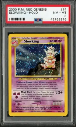 2000 Pokemon Neo Genesis Unlimited Slowking Holo Rare 14/111 PSA 8 - Image 1