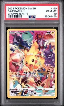 2023 POKEMON SWORD & SHIELD CROWN ZENITH #160 FULL ART/PIKACHU PSA 10 - Image 1