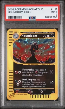 2003 Pokemon Aquapolis Houndoom H11/H32 Holo Rare PSA 9 MINT WOTC E-reader - Image 1