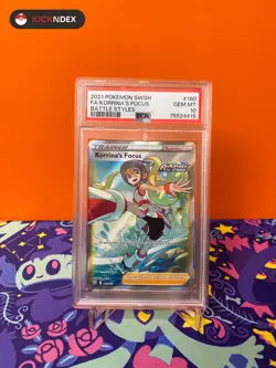 PSA 10 💎 Pokemon Korrina's Focus 160/163 Holo Full Art Ultra Rare Battle Styles - Image 1