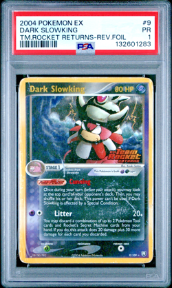 PSA 1 2004 Pokemon Team Rocket Returns Dark Slowbro Reverse Holo Foil 9/109 - Image 1