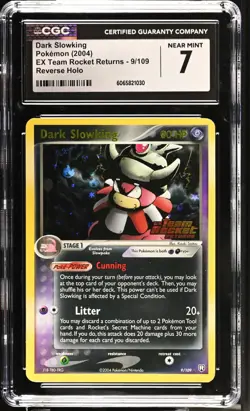 2004 Pokemon Dark Slowking 9/109 Team Rocket Returns Reverse Holo CGC 7 - Image 1