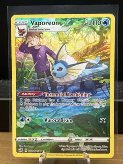 Pokemon TCG Vaporeon Brilliant Stars Full Art Ultra Rare Holo Card TG02/TG30 - Image 1