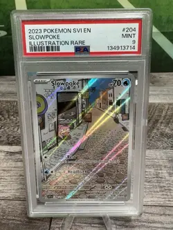 Pokemon TCG Slowpoke Scarlet & Violet Base Set Illustration Card 204/198 PSA 9 - Image 1