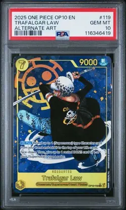 One Piece OP10-119 Royal Blood - Trafalgar Law (Alternate Art) PSA 10 - Image 1
