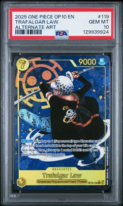 One Piece [OP-10] Trafalgar Law OP10-119 Alternate Art - PSA 10 - Image 1