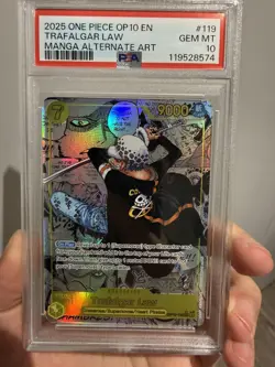 [PSA 10] Trafalgar Law OP10-119 Royal Blood Alternate Art Manga ONE PIECE - Image 1