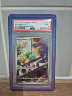 Pokemon 2024 Bulbasaur Stellar Crown Illustration Rare Holo Card 143/142 PSA 9 - Image 1