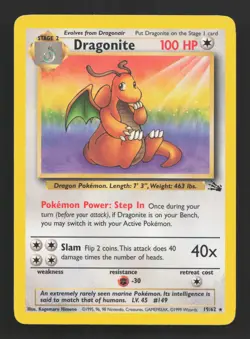 Dragonite 19/62 - Vintage Fossil Non-Holo Pokemon Card - Near Mint - - Image 1