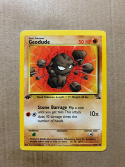 1st Edition Geodude 47/62 Fossil Set - Common Pokemon Card - NM/Mint - Image 1