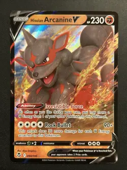 2022 Pokemon SWSH Silver Tempest Hisuian Arcanine V #090/195 NM - Image 1