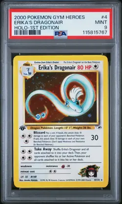 2000 POKEMON GYM HEROES HOLO-1ST ED #4 ERIKA'S DRAGONAIR PSA 9 - Image 1