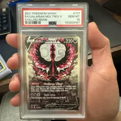 Galarian Moltres V 177/198 Chilling Reign Pokemon PSA 10 - Image 1